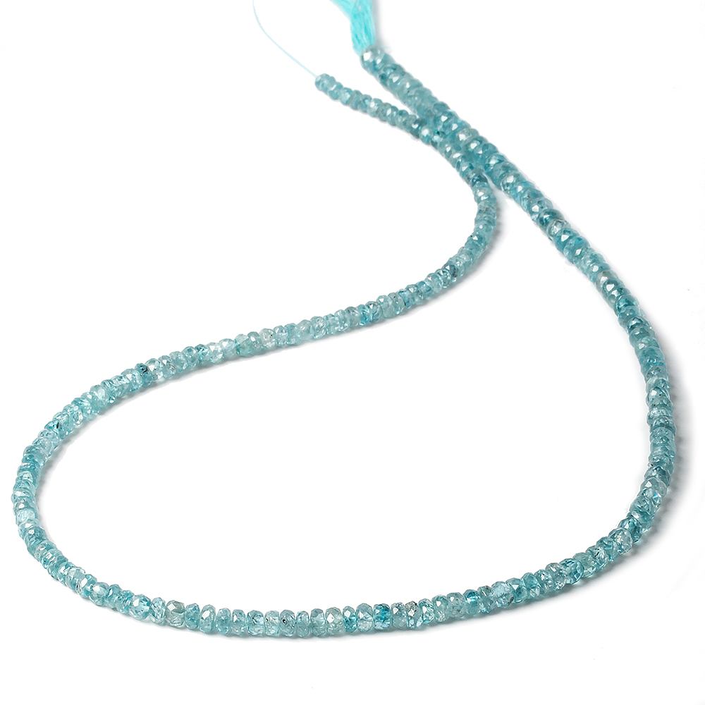 3-4.5mm Blue Zircon faceted rondelle beads 16 inch 186 pieces A - Beadsofcambay.com