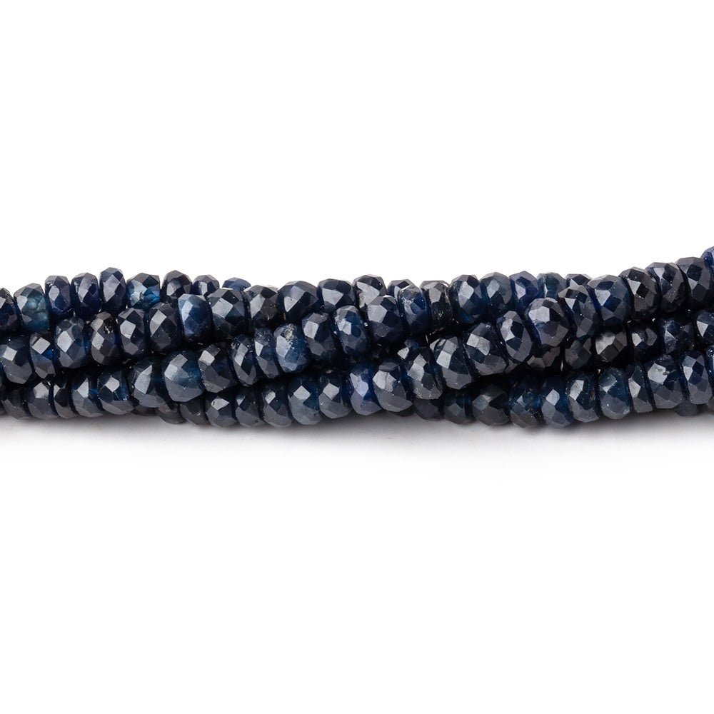 3-4.5mm Cambodian Blue Sapphire Faceted Rondelles 16 inch 180 Beads - Beadsofcambay.com