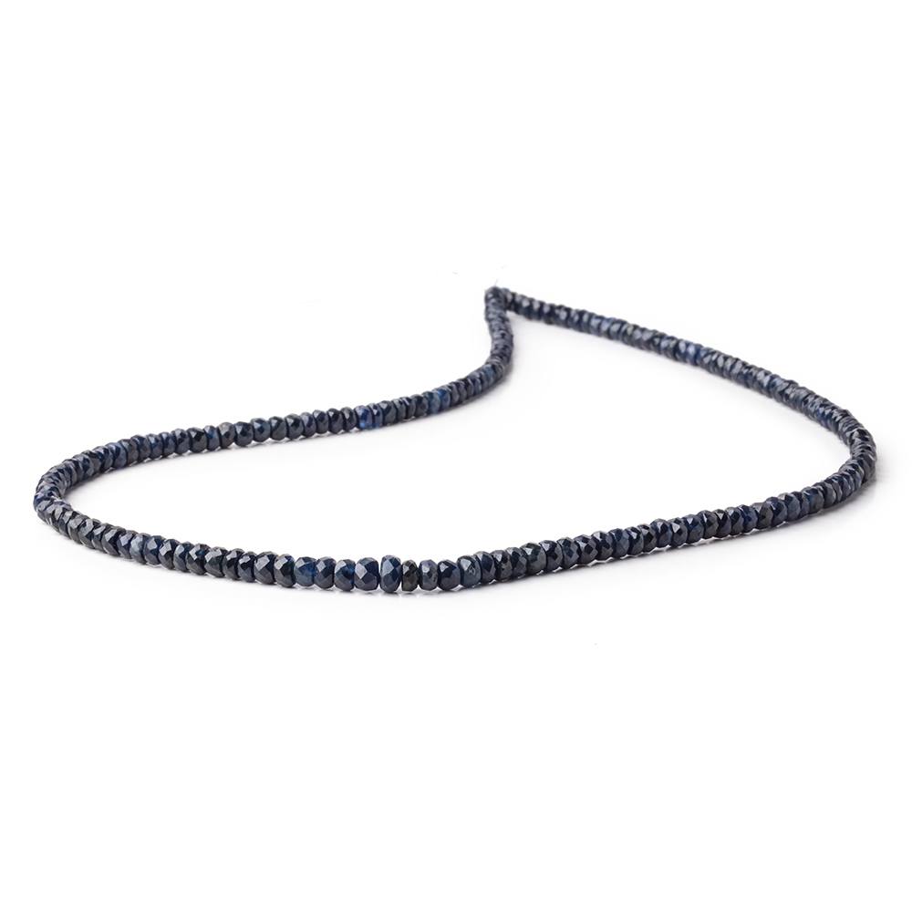 3-4.5mm Cambodian Blue Sapphire Faceted Rondelles 16 inch 180 Beads - Beadsofcambay.com