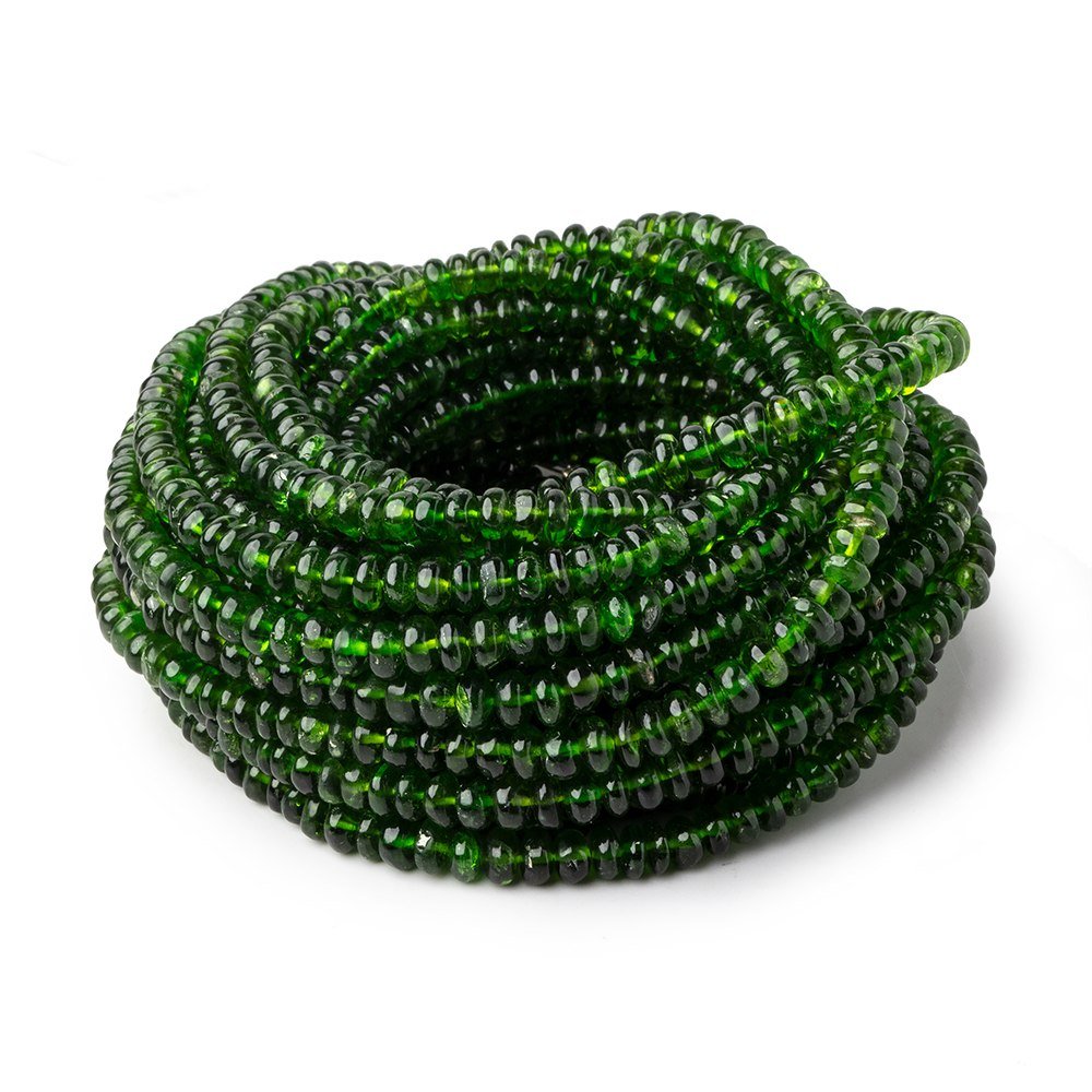 3-4.5mm Chrome Diopside Plain Rondelle Beads 18 inch 220 pieces - Beadsofcambay.com