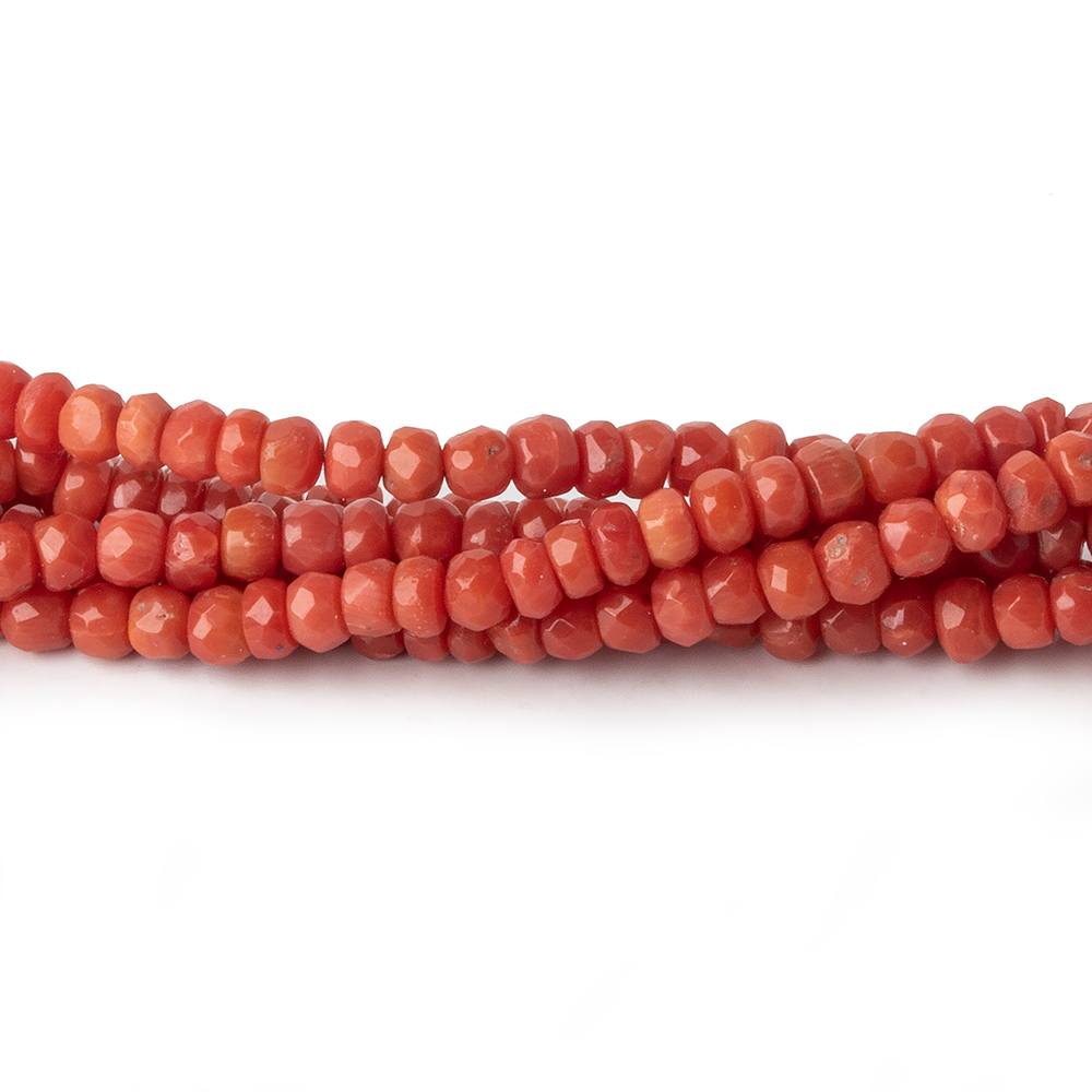 3-4.5mm Coral faceted rondelles 18.5 inch 185 pieces A - Beadsofcambay.com