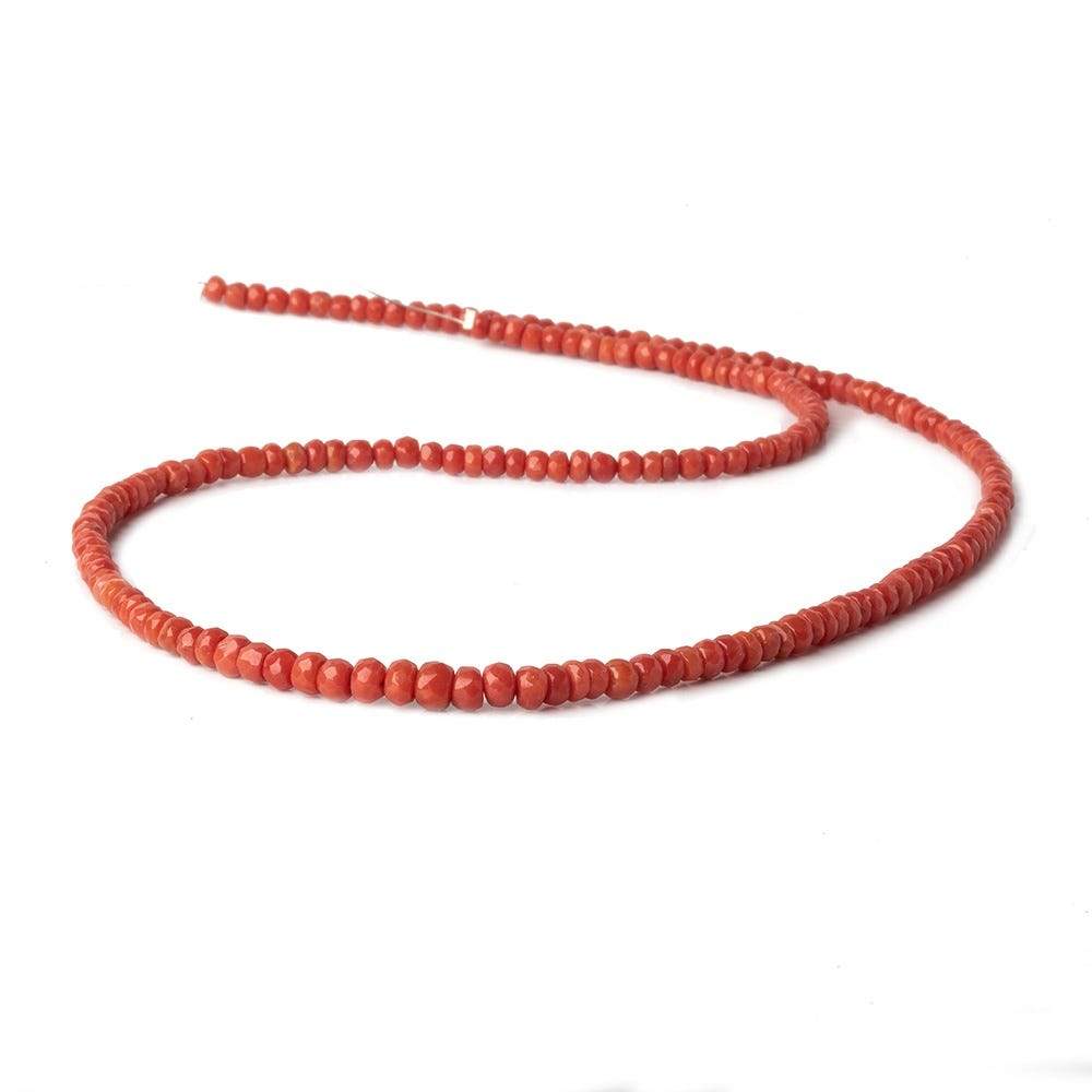 3-4.5mm Coral faceted rondelles 18.5 inch 185 pieces A - Beadsofcambay.com