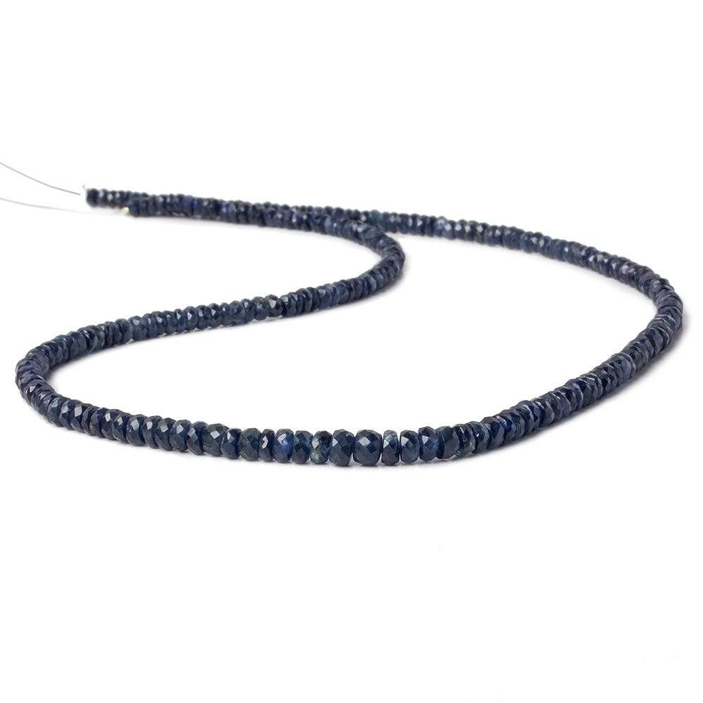 3-4.5mm Dark Blue Sapphire faceted rondelles 16 inches 215 beads AA - Beadsofcambay.com