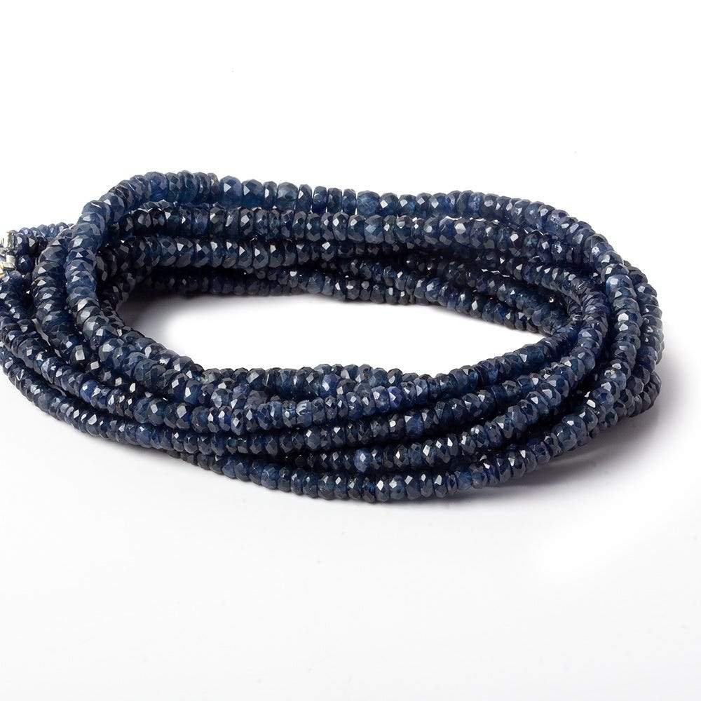 3-4.5mm Dark Blue Sapphire faceted rondelles 16 inches 215 beads AA - Beadsofcambay.com