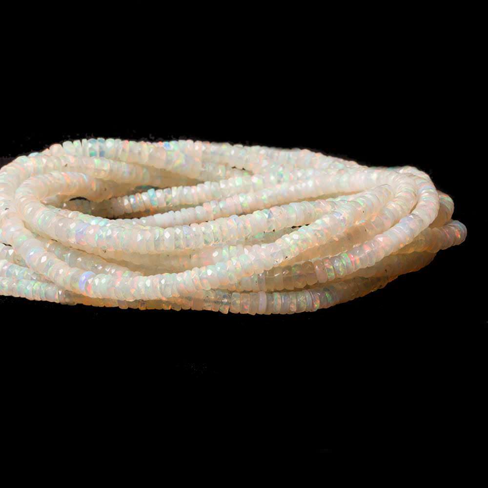 3-4.5mm Ethiopian Cream White Opal faceted heshi beads 16 inch 285 pieces - Beadsofcambay.com