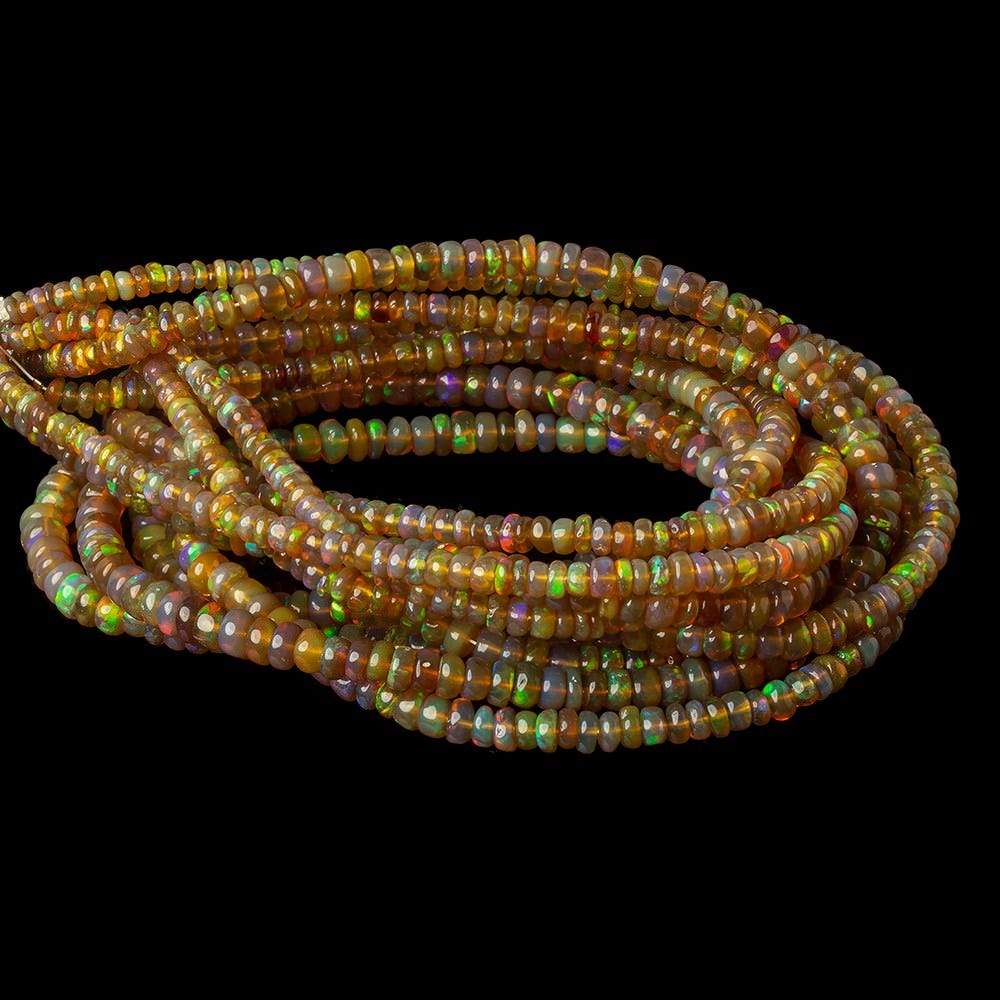 3-4.5mm Ethiopian Opal plain rondelle beads 16 inch 180 pieces AA - Beadsofcambay.com