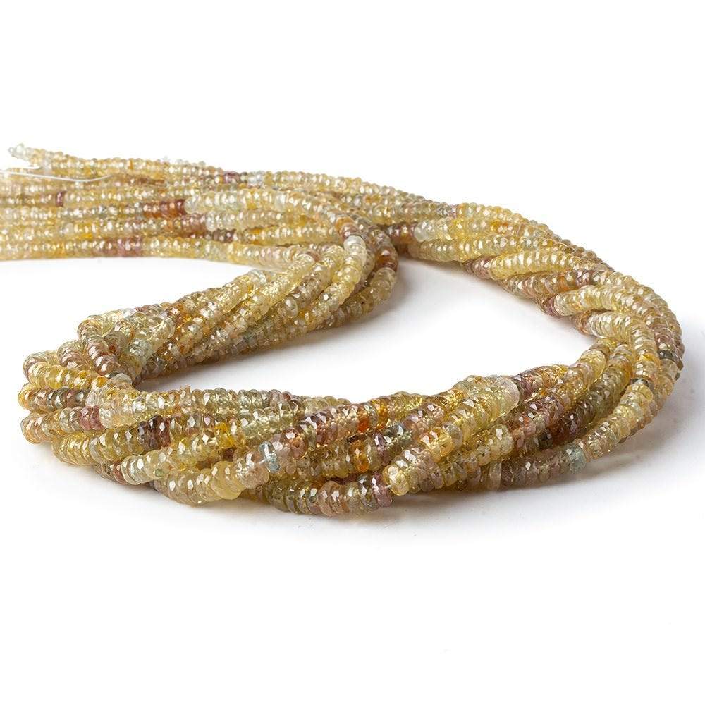 3-4.5mm Multi Color & Golden Zircon faceted rondelle beads 17 inch 275 pieces - Beadsofcambay.com