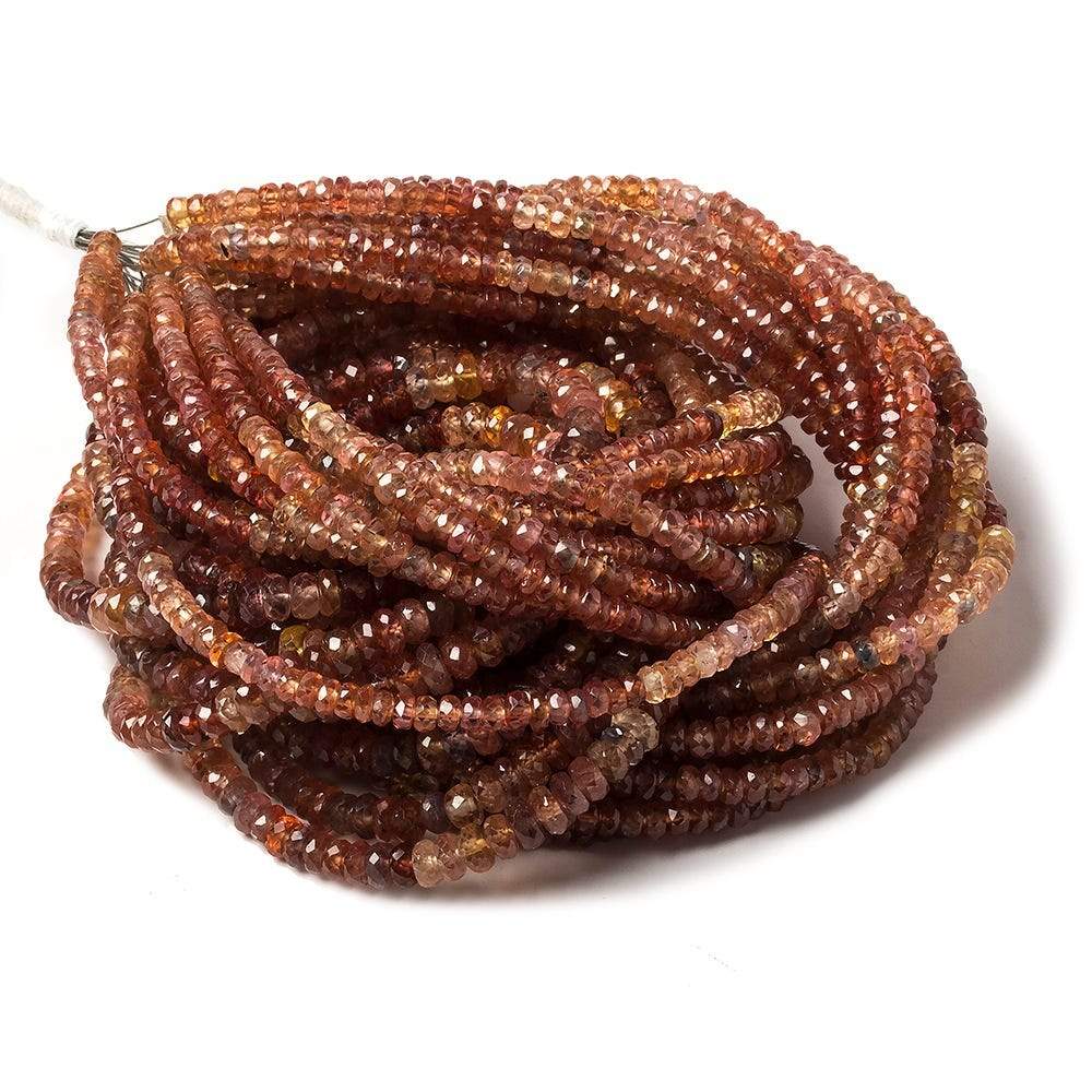 3-4.5mm Multi Color Sapphire faceted rondelles 18 inch 245 beads A Grade - Beadsofcambay.com