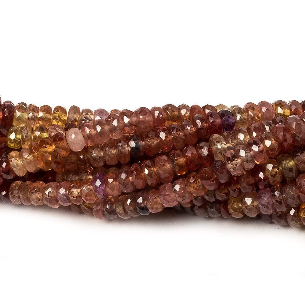 3-4.5mm Multi Color Sapphire faceted rondelles 18 inch 245 beads A Grade - Beadsofcambay.com