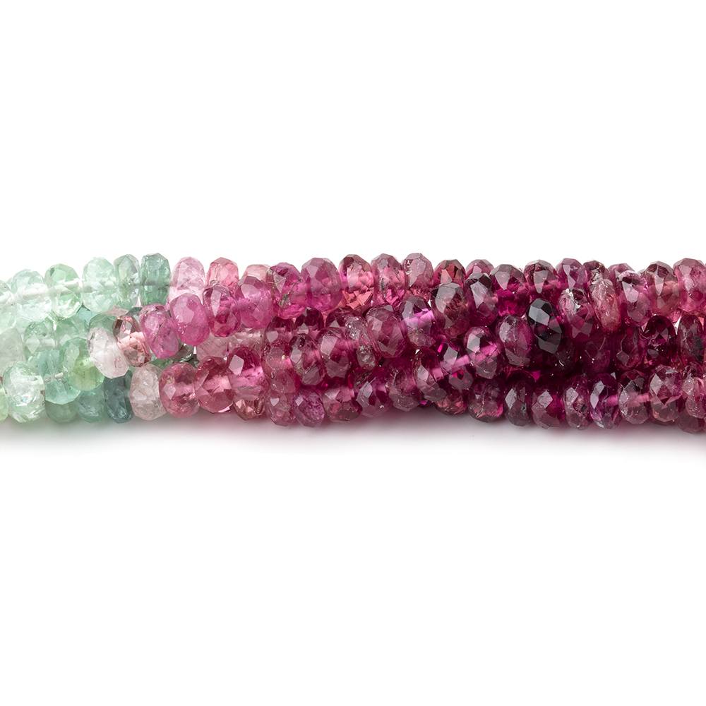 3-4.5mm Multi Color Tourmaline Faceted Rondelle Beads 15 inch 187 pieces AA - Beadsofcambay.com