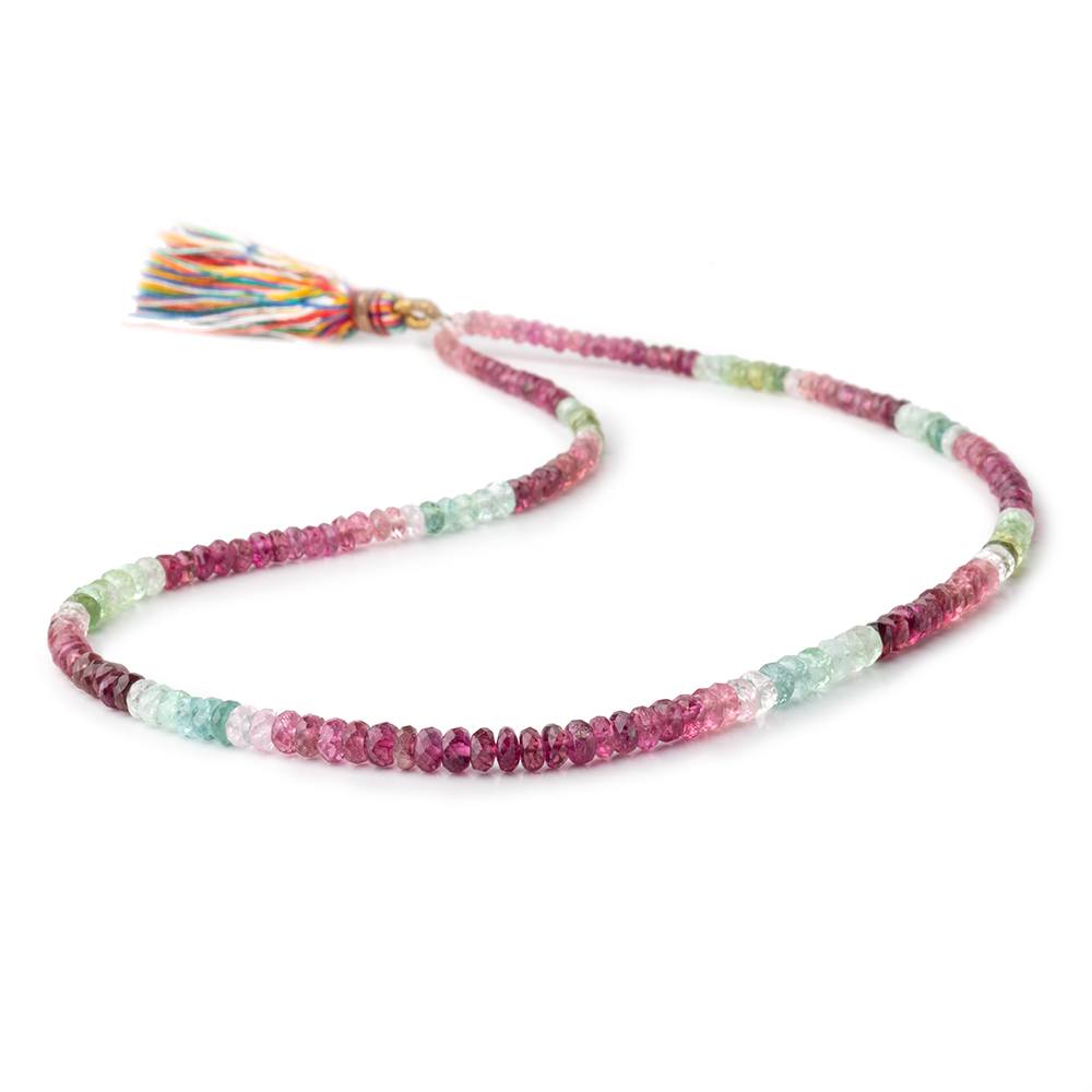 3-4.5mm Multi Color Tourmaline Faceted Rondelle Beads 15 inch 187 pieces AA - Beadsofcambay.com