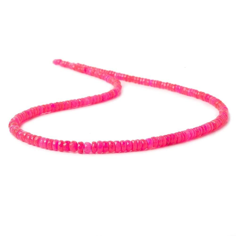 3-4.5mm Neon Pink Opal Faceted Rondelles 17 inch 200 color treated beads AA - Beadsofcambay.com