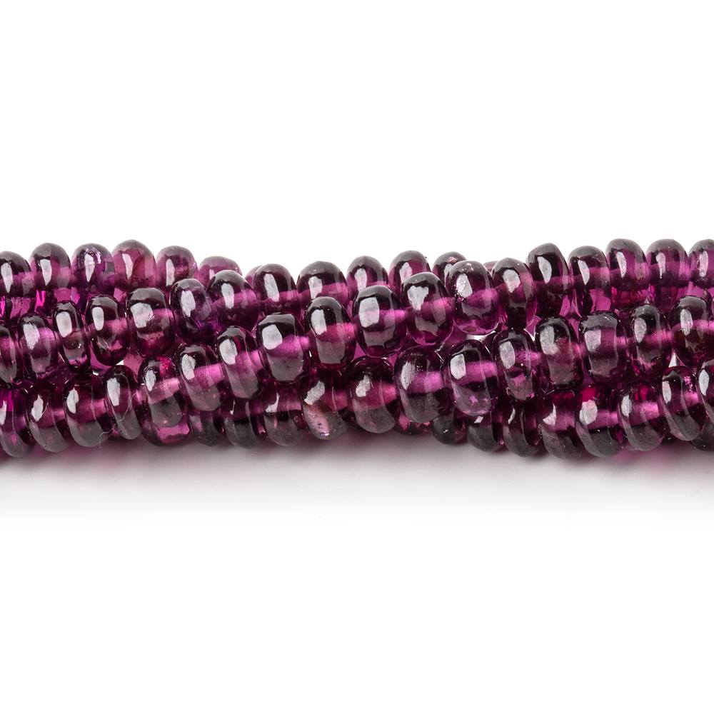 3-4.5mm Rhodolite Garnet Plain Rondelle Beads 18 inch 224 pieces - Beadsofcambay.com