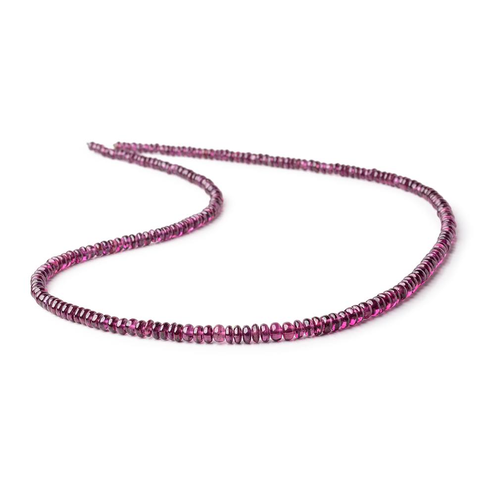 3-4.5mm Rhodolite Garnet Plain Rondelle Beads 18 inch 224 pieces - Beadsofcambay.com