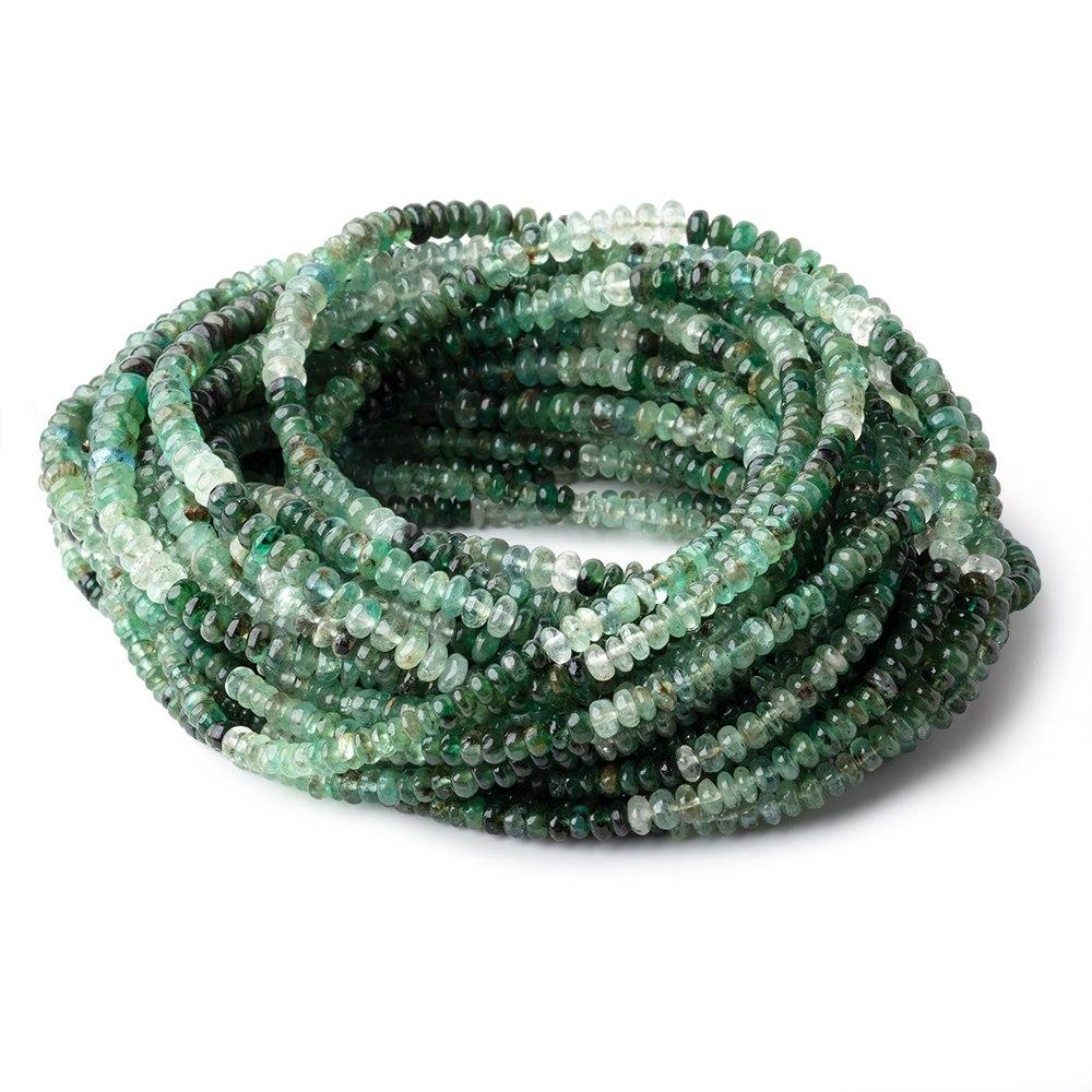 3-4.5mm Shaded Emerald Plain Rondelle Beads 18 inch 190 pieces - Beadsofcambay.com