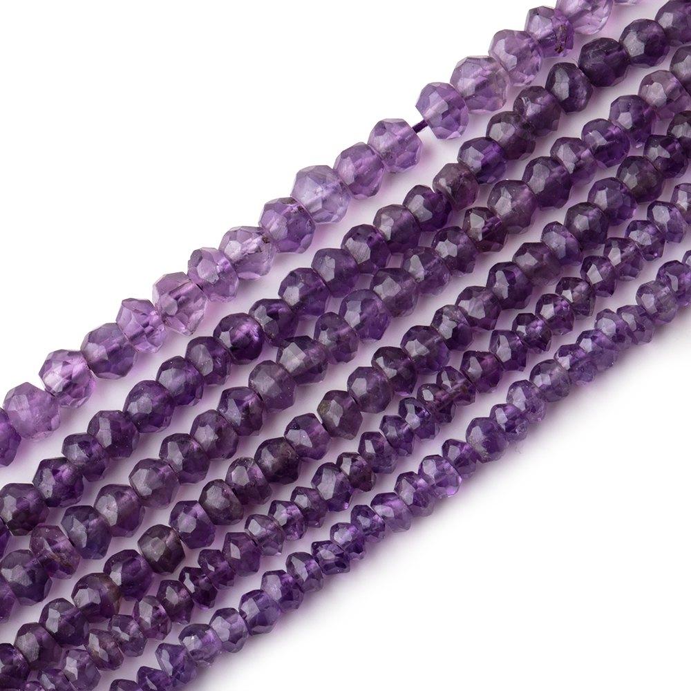 3-4mm Amethyst faceted rondelle Beads LOT OF 6 STRANDS - Beadsofcambay.com