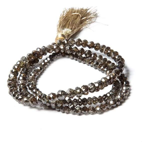 3-4mm Chocolate Diamond Faceted Rondelle Beads 16 inch 163 pieces - Beadsofcambay.com