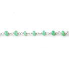 3-4mm Chrysoprase faceted rondelle Silver Plated Chain by the foot - Beadsofcambay.com