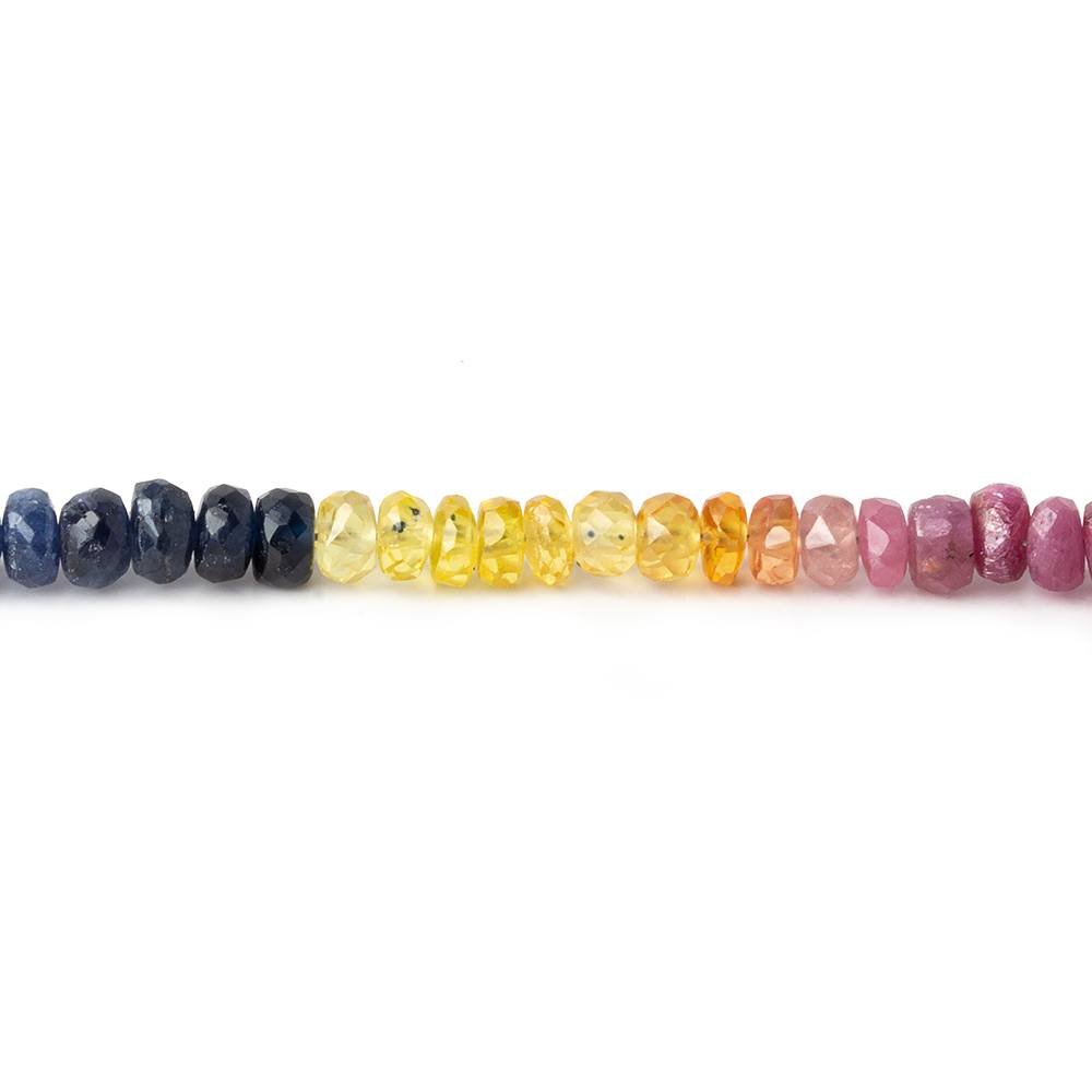3-4mm Emerald, Ruby & Sapphire faceted rondelle beads 16 inh 190 pieces A - Beadsofcambay.com
