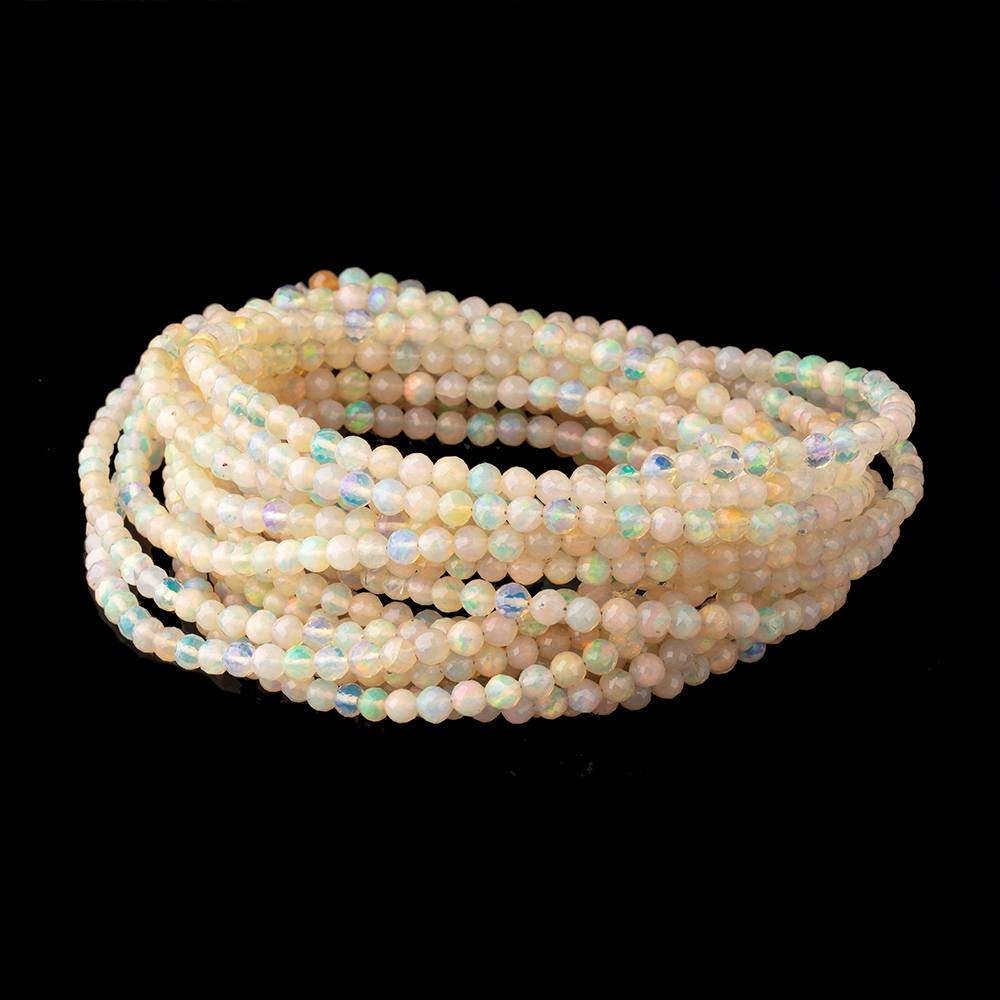 3-4mm Ethiopian Opal Micro Faceted Round Beads 17 inch 121 pieces AA - Beadsofcambay.com
