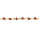 3-4mm Garnet faceted rondelle Gold Chain by the foot - Beadsofcambay.com