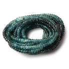 3-4mm Indicolite Blue Tourmaline plain rondelles 18 inch 210 beads AA - Beadsofcambay.com