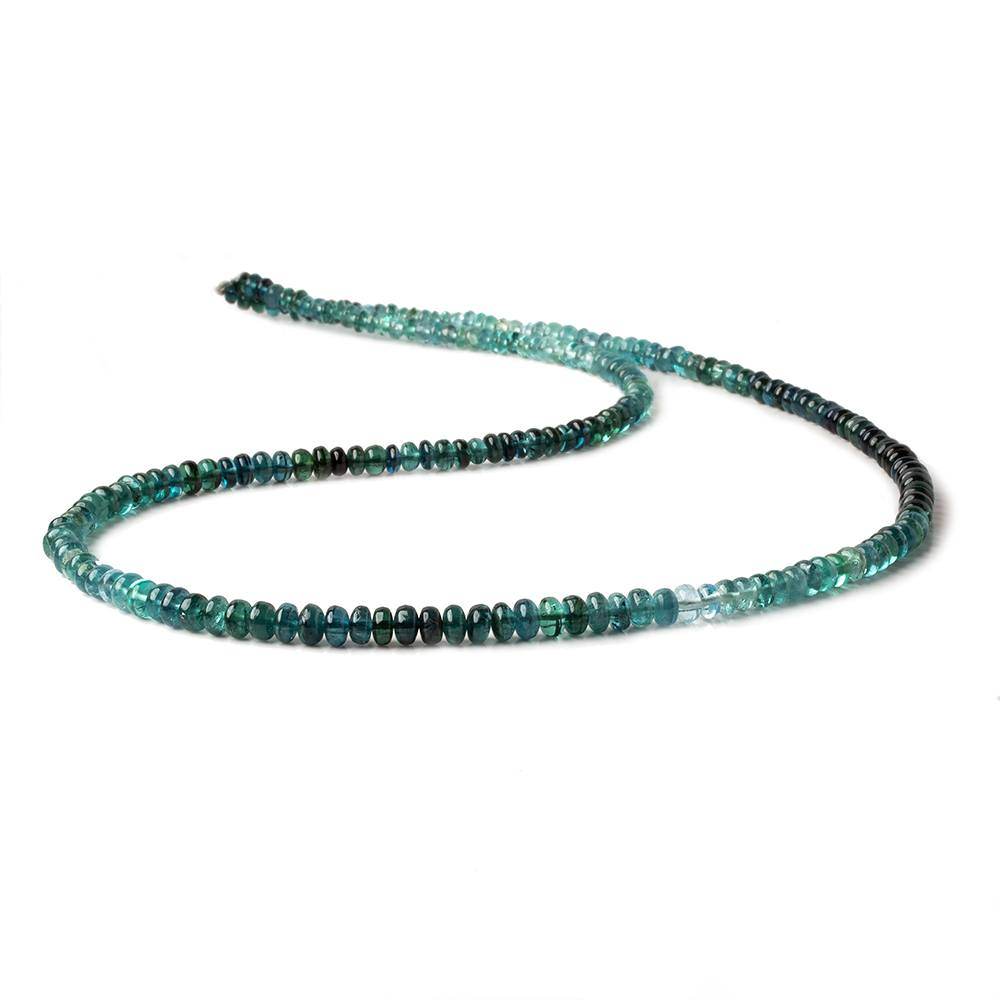 3-4mm Indicolite Blue Tourmaline plain rondelles 18 inch 210 beads AA - Beadsofcambay.com