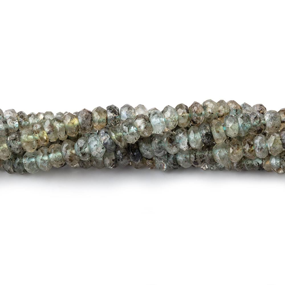 3-4mm Moss Aquamarine Faceted Rondelle Beads 13 inch 170 pieces - Beadsofcambay.com