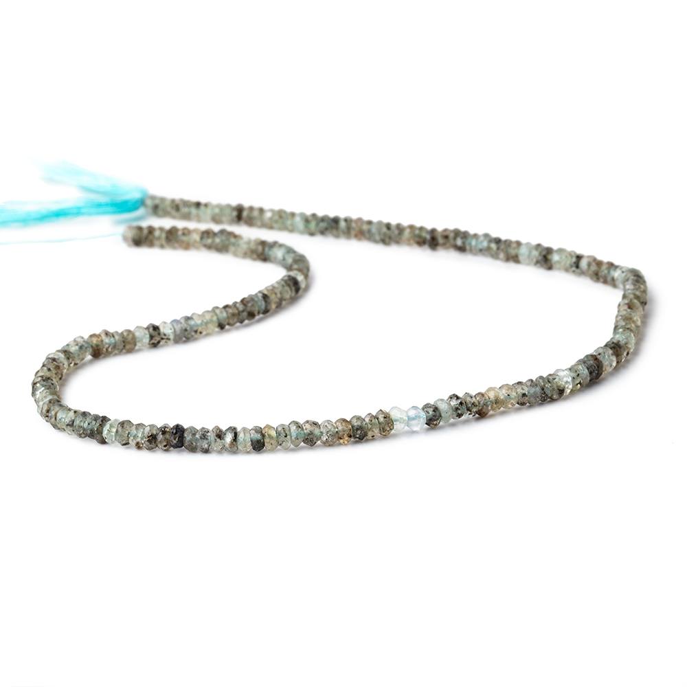 3-4mm Moss Aquamarine Faceted Rondelle Beads 13 inch 170 pieces - Beadsofcambay.com