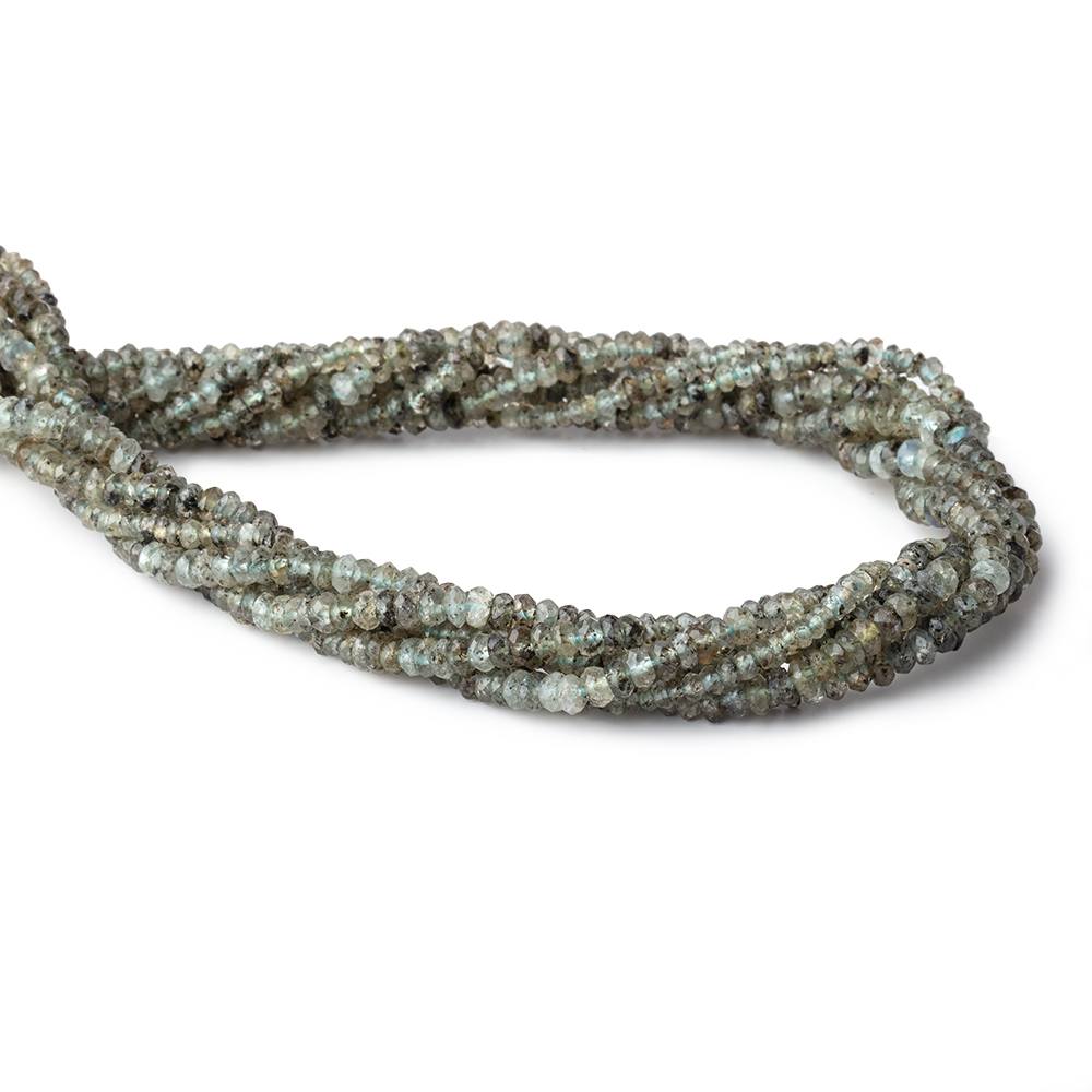 3-4mm Moss Aquamarine Faceted Rondelle Beads 13 inch 170 pieces - Beadsofcambay.com