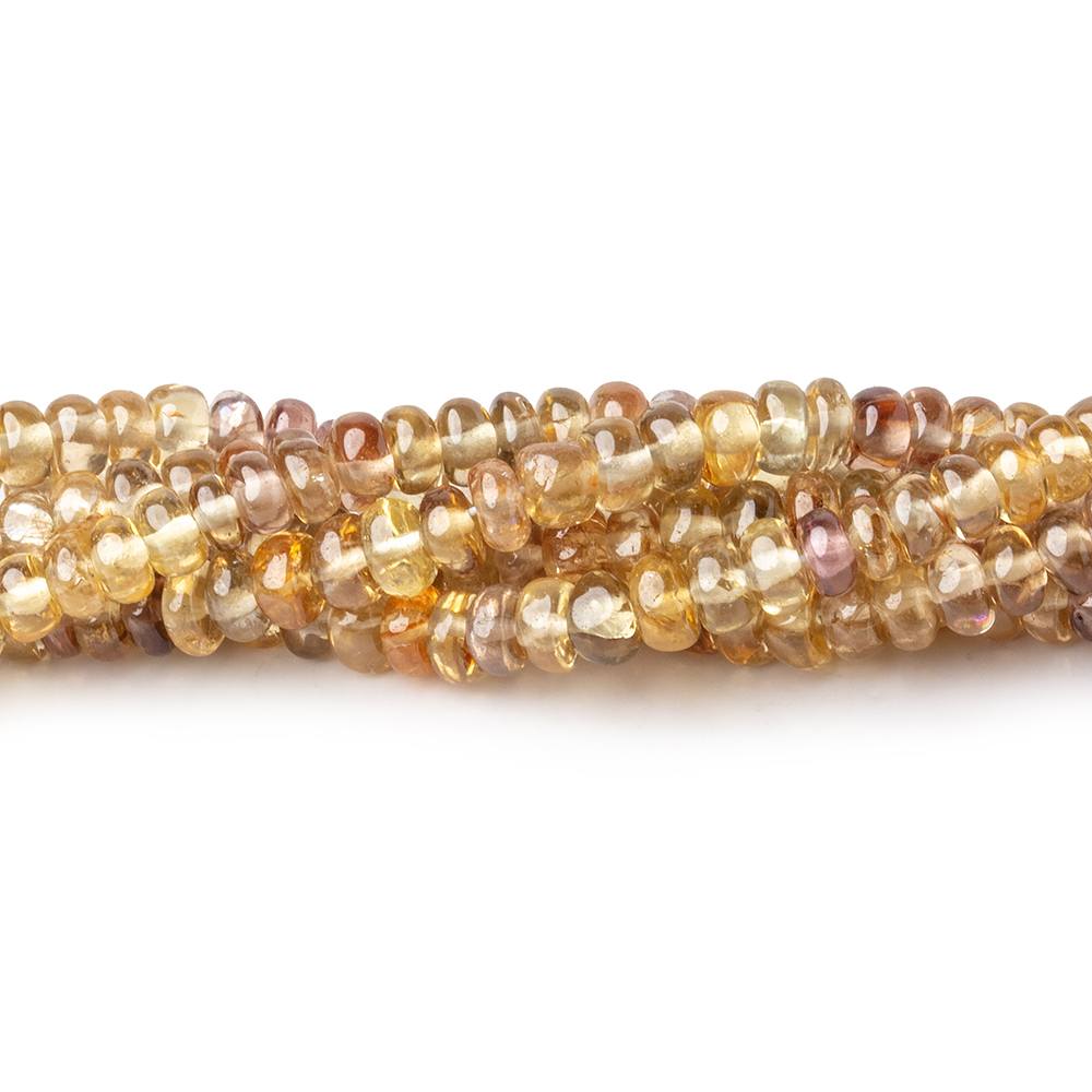 3-4mm Multi Color Golden Zircon Plain Rondelle Beads 17 inch 212 pieces AA - Beadsofcambay.com