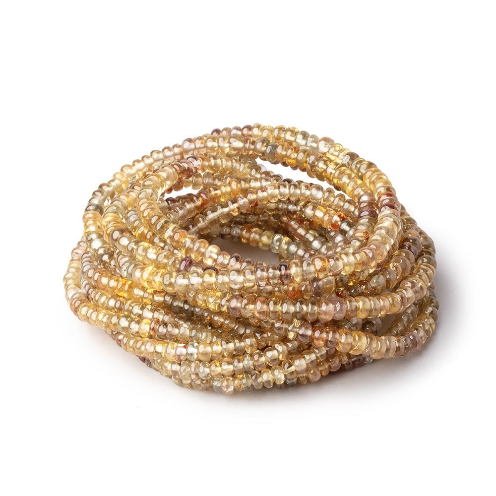 3-4mm Multi Color Golden Zircon Plain Rondelle Beads 17 inch 212 pieces AA - Beadsofcambay.com