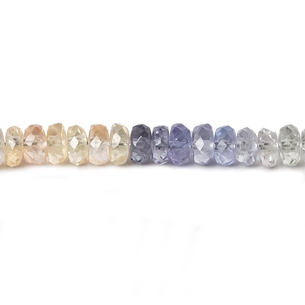 3-4mm Multi Color Sapphire Faceted Rondelle 14 inch 180 pieces - Beadsofcambay.com