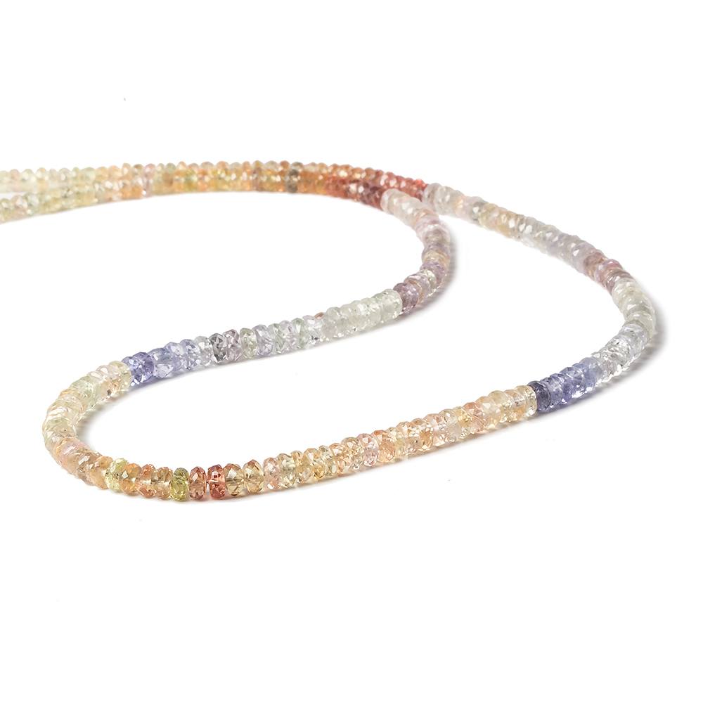 3-4mm Multi Color Sapphire Faceted Rondelle 14 inch 180 pieces - Beadsofcambay.com