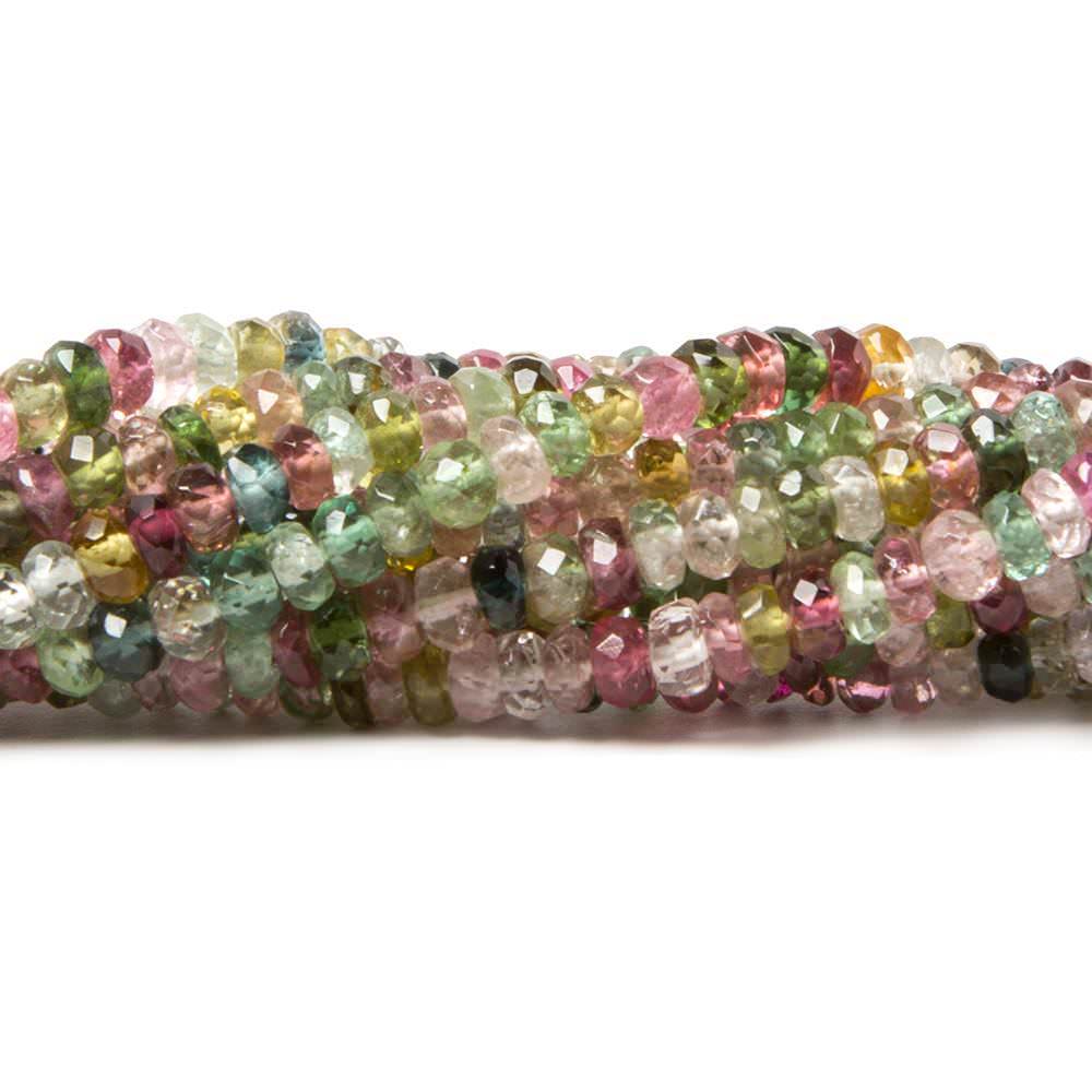 3 - 4mm Multi Color Tourmaline Faceted Rondelle Beads 16 inch 218 pieces - Beadsofcambay.com