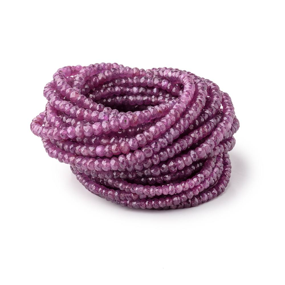 3-4mm Natural Star Ruby Faceted Rondelle Beads 17 inch 187 pieces - Beadsofcambay.com