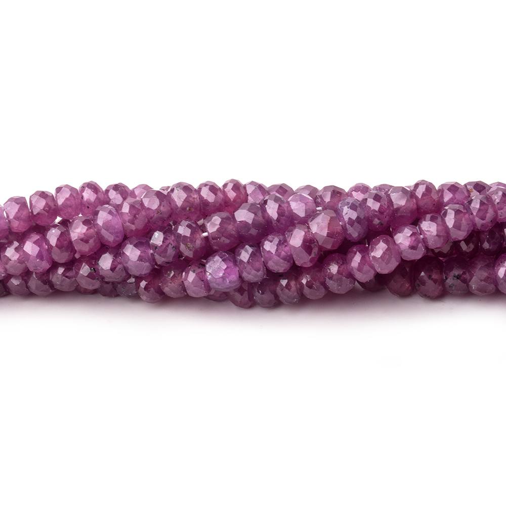 Beadsofcambay 3-4mm Natural Star Ruby Faceted Rondelle Beads 17 inch 187 pieces