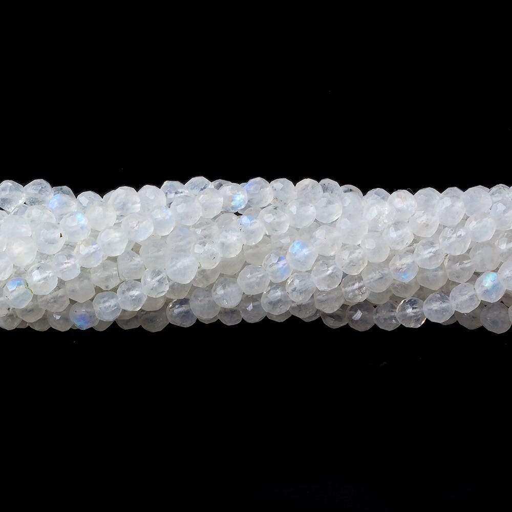 3-4mm Rainbow Moonstone Faceted Round Beads 14 inch 103 pcs - Beadsofcambay.com