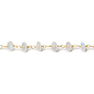 3-4mm Rainbow Moonstone plain rondelle Vermeil Chain by the foot 37 beads - Beadsofcambay.com