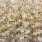 3-4mm Rainbow Moonstone plain rondelle Vermeil Chain by the foot 37 beads - Beadsofcambay.com