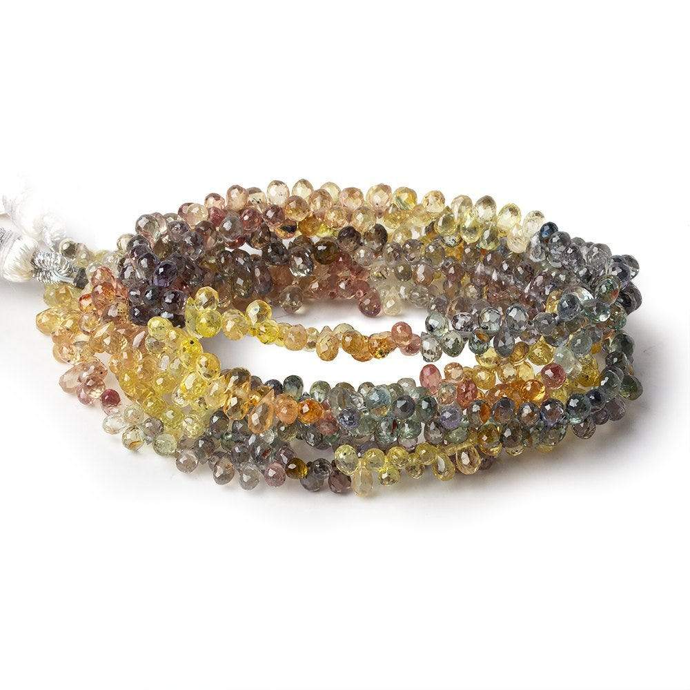 3-4mm Rainbow Sapphire Petite Tear Drop Beads 15 inch 250 pieces - Beadsofcambay.com