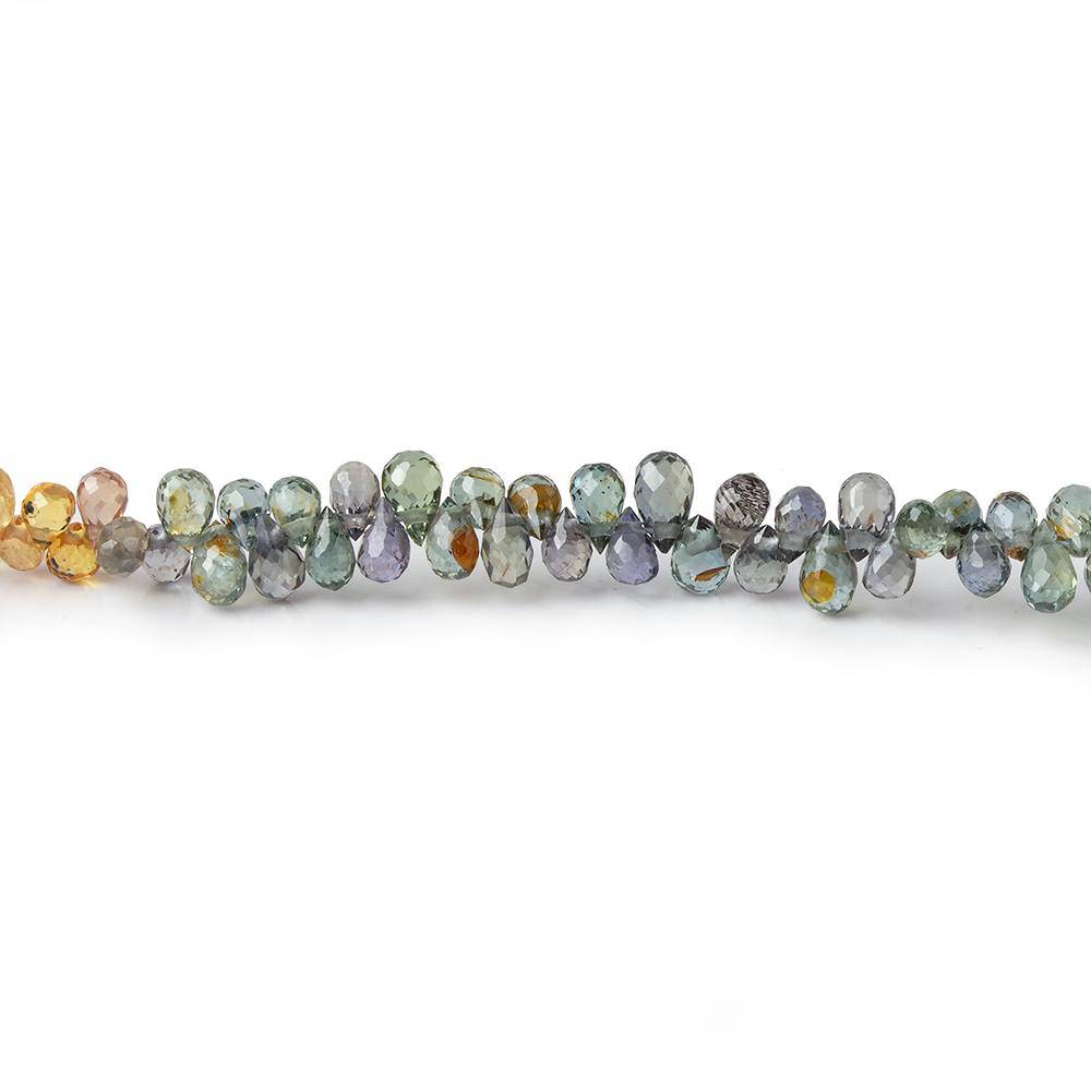 3-4mm Rainbow Sapphire Petite Tear Drop Beads 15 inch 250 pieces - Beadsofcambay.com