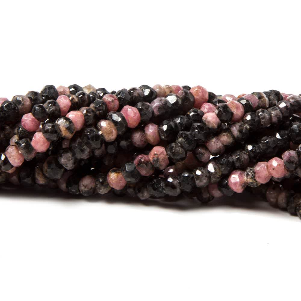 3-4mm Rhodonite Beads Faceted Rondelle 13.5 inch 160 pieces - Beadsofcambay.com