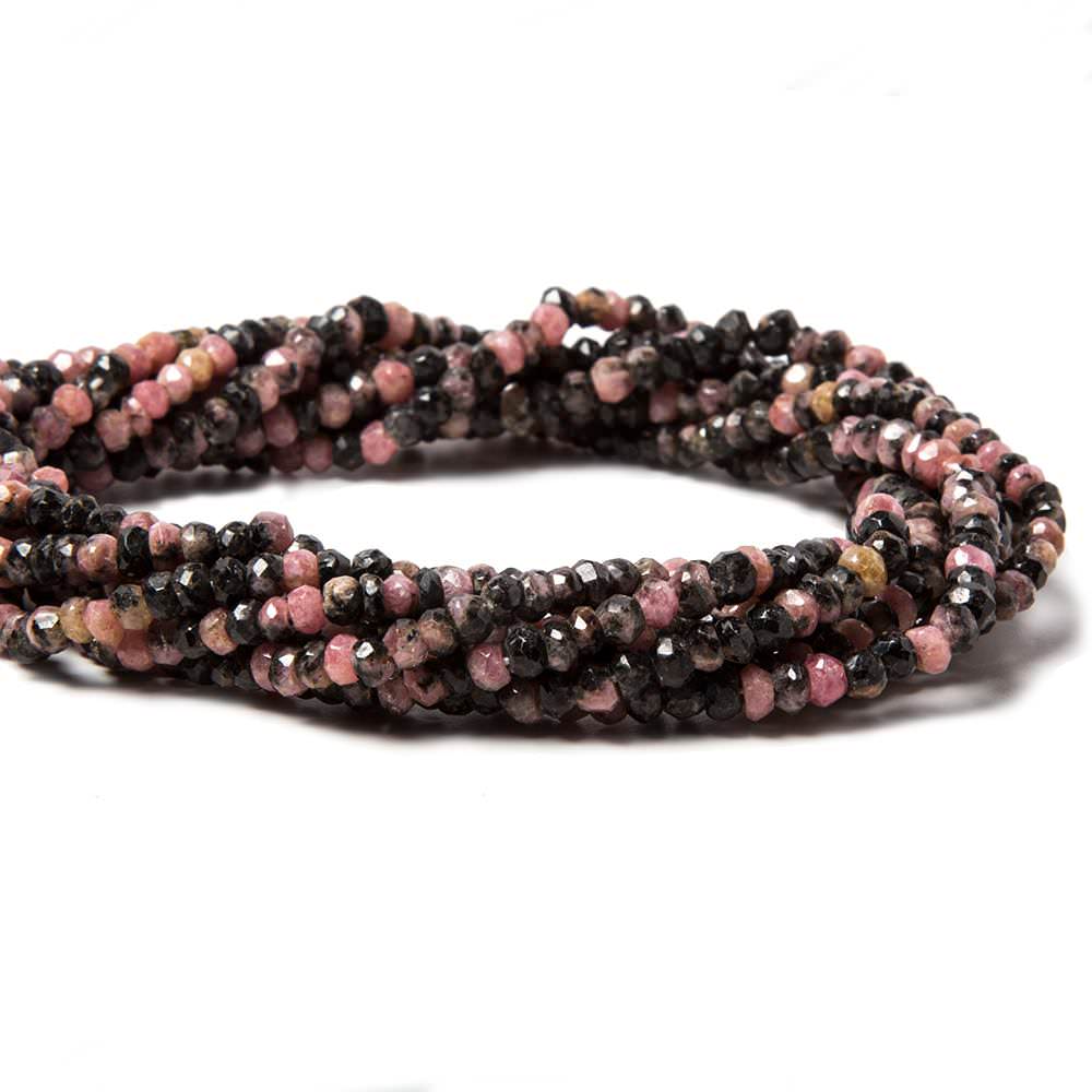 3-4mm Rhodonite Beads Faceted Rondelle 13.5 inch 160 pieces - Beadsofcambay.com