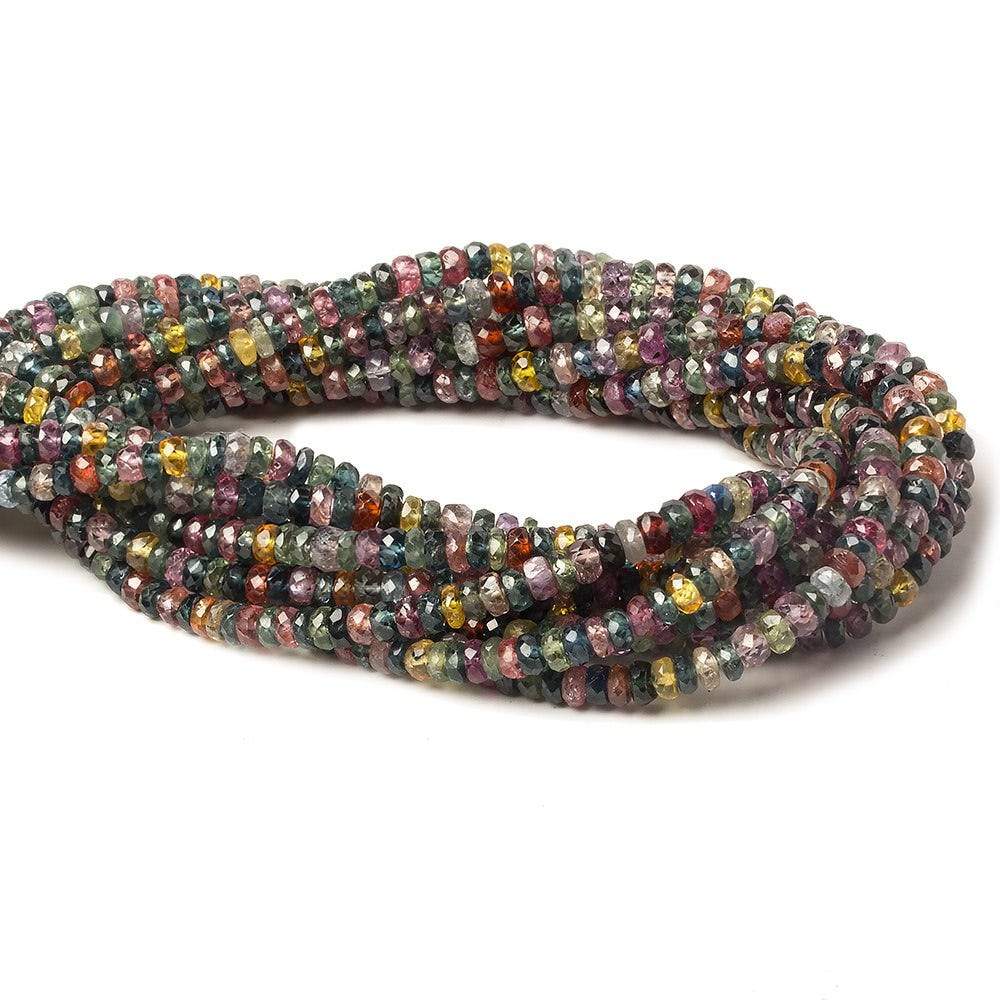 3-4mm Ruby & Fancy Sapphire faceted rondelles 16 inch 170 pieces - Beadsofcambay.com
