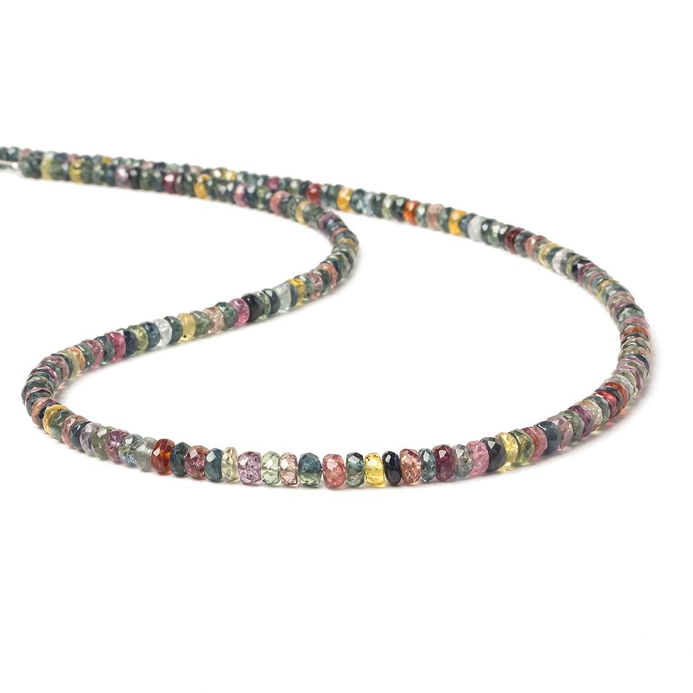 3-4mm Ruby & Fancy Sapphire faceted rondelles 16 inch 170 pieces - Beadsofcambay.com