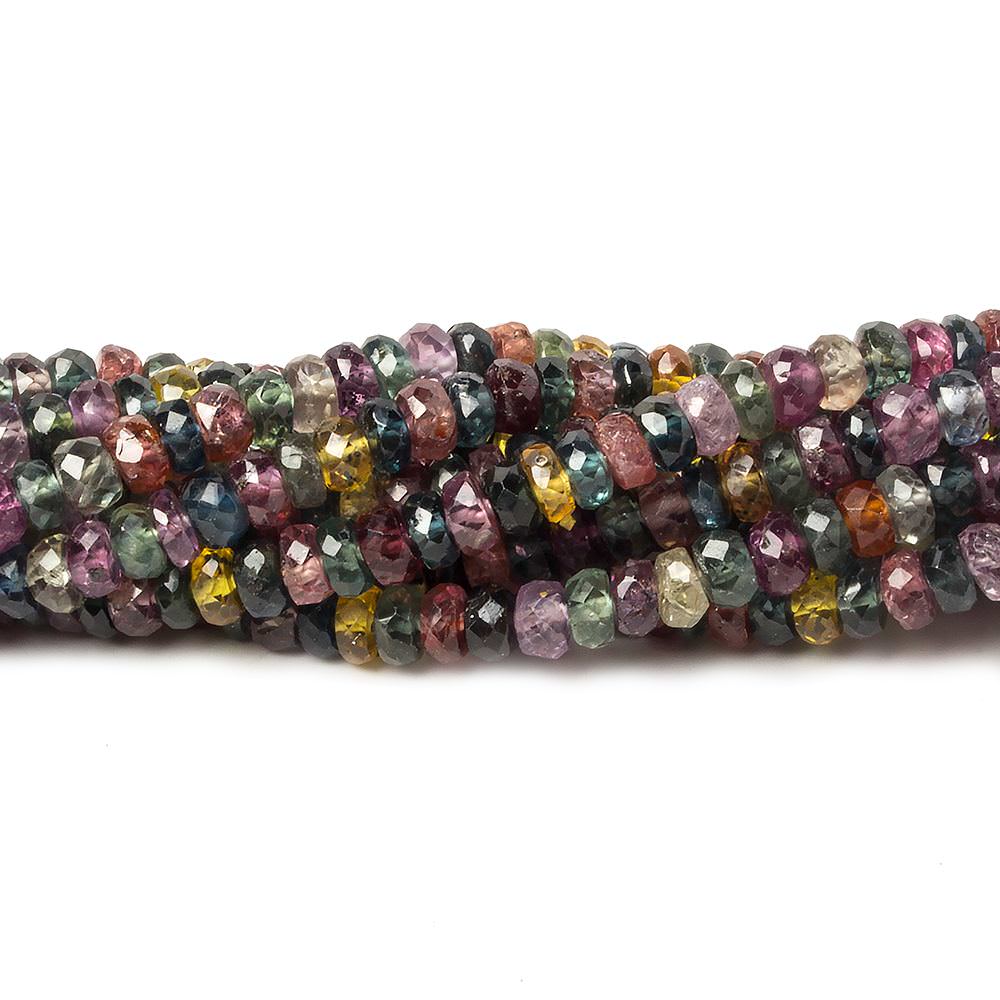 3-4mm Ruby & Fancy Sapphire faceted rondelles 16 inch 170 pieces - Beadsofcambay.com
