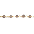 3-4mm Smoky Quartz round Gold plated Chain by the foot 36 pieces - Beadsofcambay.com