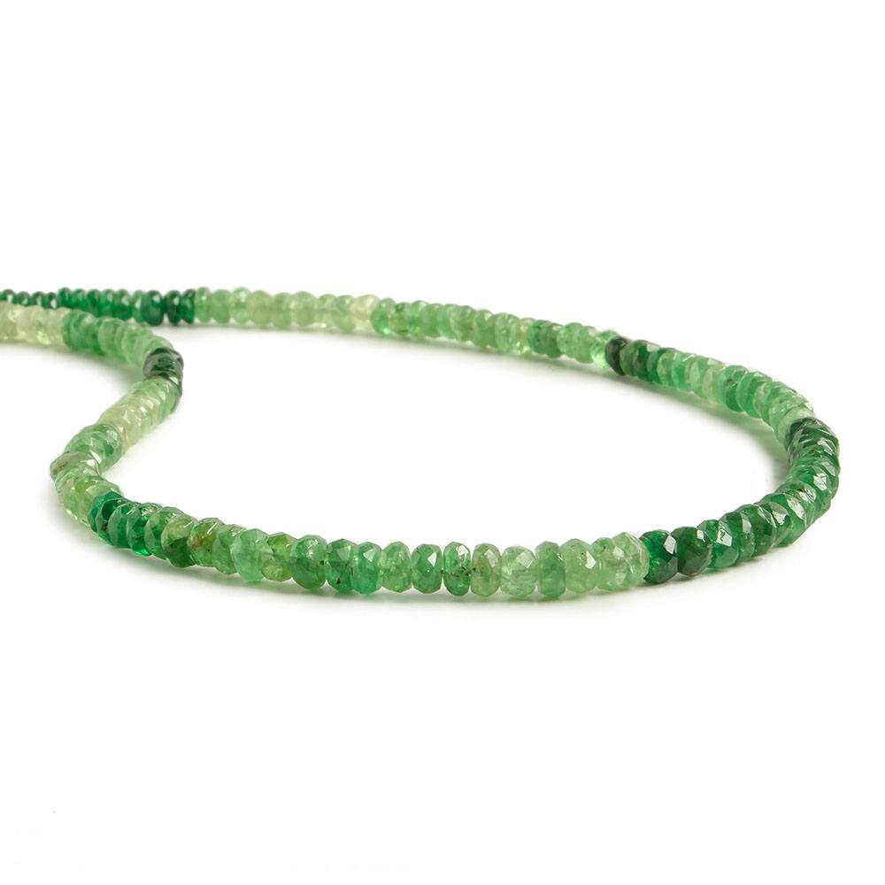 3 - 4mm Tsavorite Garnet Faceted Rondelle Beads 14 inch 168 pieces - Beadsofcambay.com