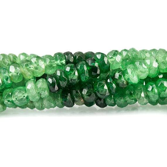 3 - 4mm Tsavorite Garnet Faceted Rondelle Beads 14 inch 168 pieces - Beadsofcambay.com